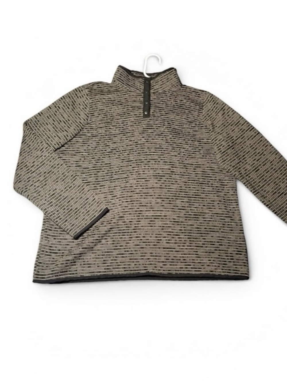 Mens St Johns Bay XLarge Gray Burnout Long Sleeve Quarter Button Collar Sweater
